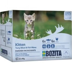 Bozita Pouch Häppchen In Soße Lachs & Fleisch Kitten MP 12x85g